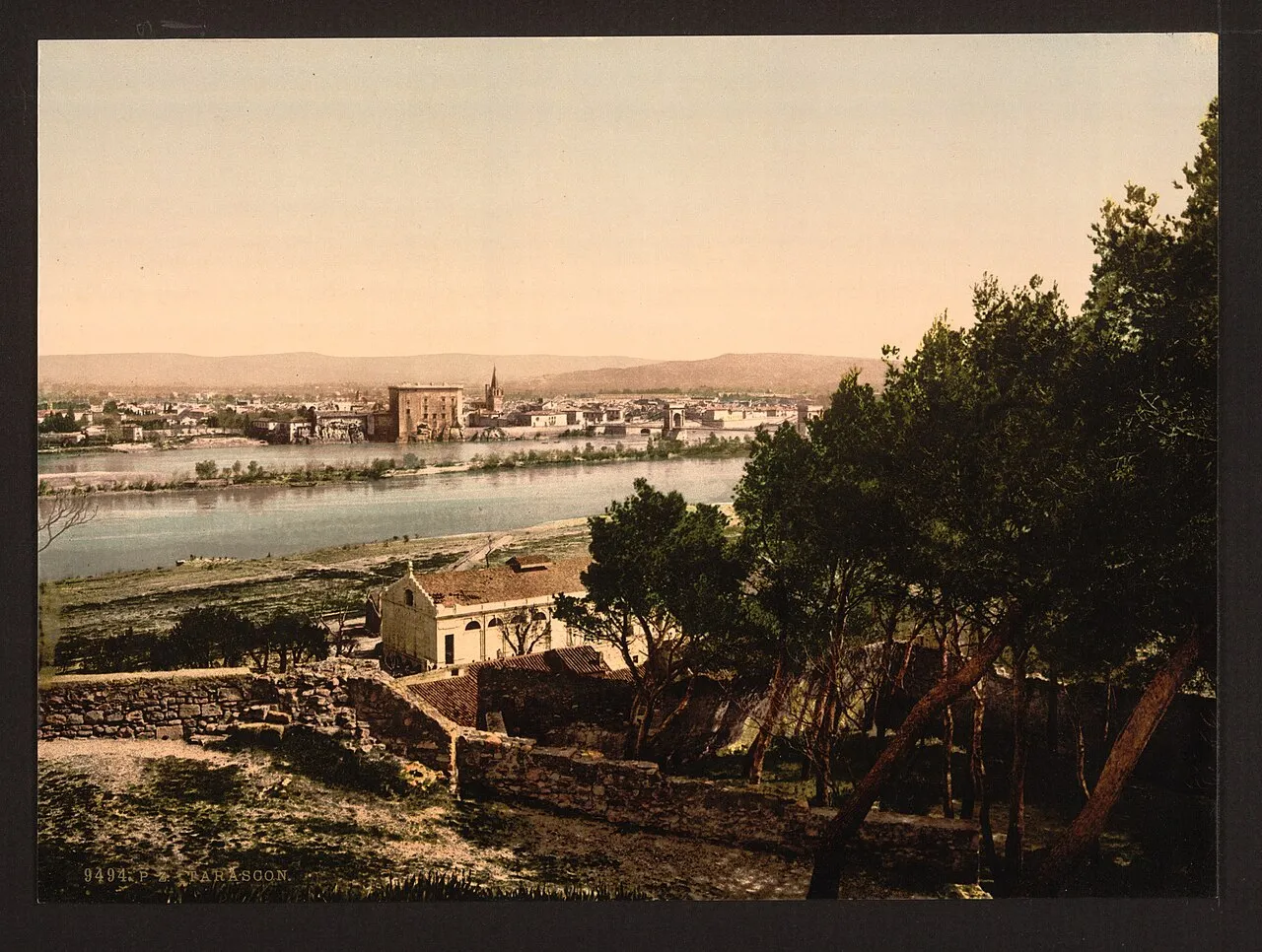 General view from Beaucaire Castle toward Tarascon and the Rhône in southern France