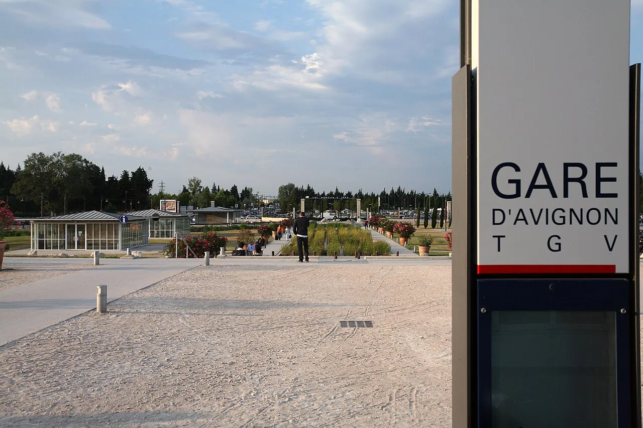 Arrivals at Avignon TGV station with modern platforms